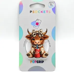 Highland Cow Dr Pep Grip Magsafe, Cute Soda Phone Grip Holder, Funny Phone Holder, Cartoon Animal Kindle Grip, Gift for Girls Boys