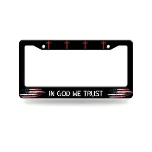 In God We Trust License Plate Frame – Christian Car Tag Frame with American Flag