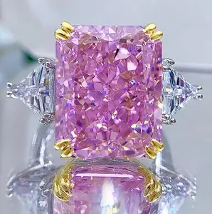 [vvjewelry] vv1717  30 carats 925 sterling silver high carbon diamond ring ice cut 13*16 engagement diamond ring
