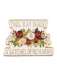 Floral Creative English Unique Metal Badge, Simple Design Fashion Accessory, Perfect for Gifts and Collections, All Seasons Wear, Durable Metal Pins