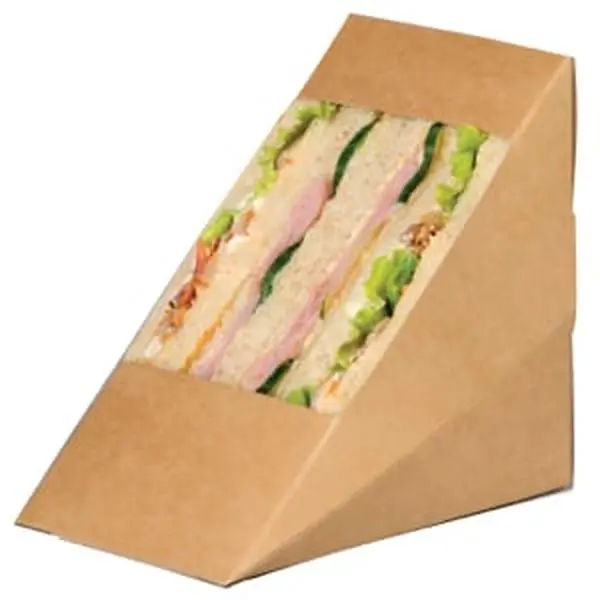Packnwood 209KCK2612 Kraft Paper Triangular Sandwich Storage Box - 1-Piece, Simple Design, Window View, 4.8x1.0x4.8 in. Home Organizer Storage Bin for Home Supplies