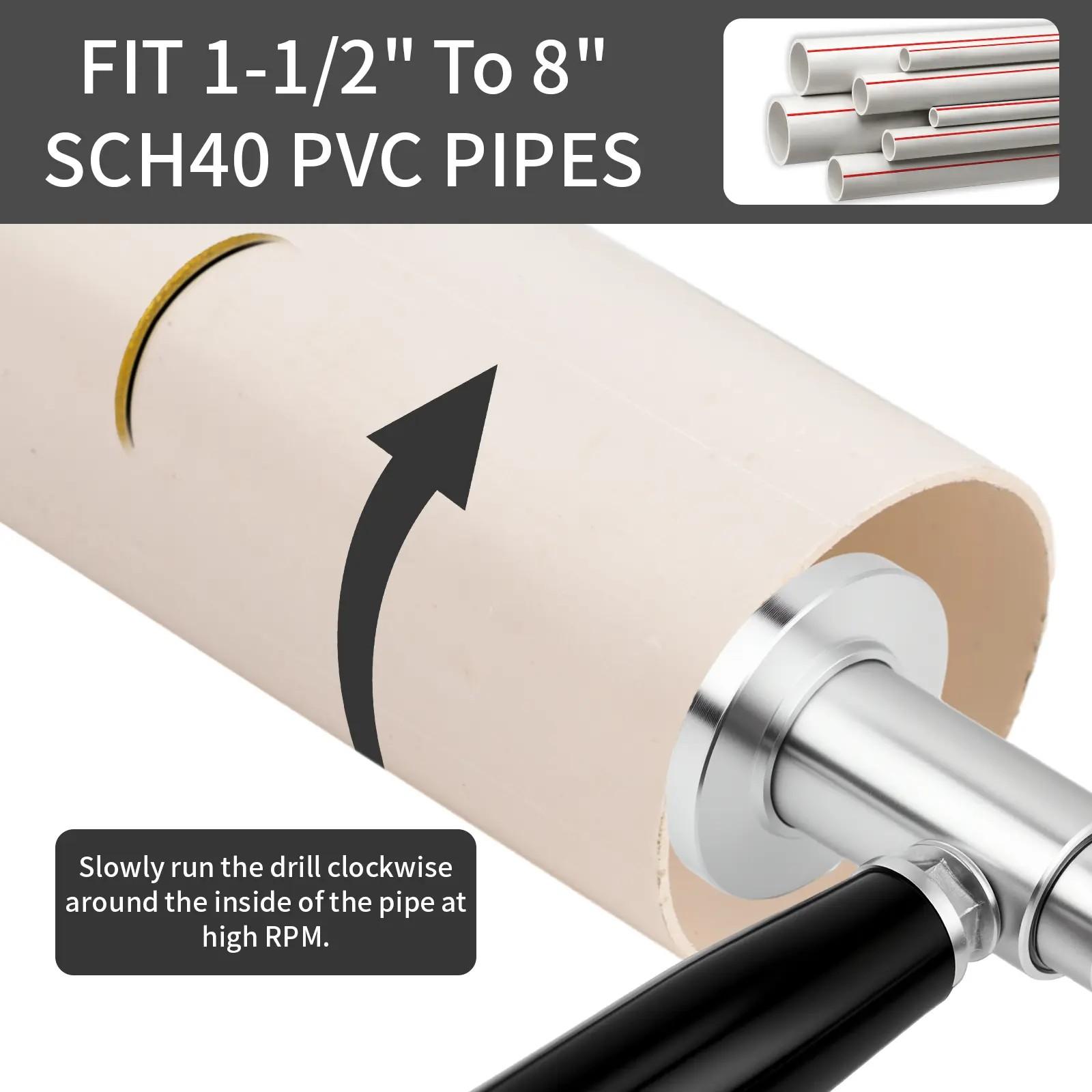 PVC Pipe Inside Cutter with Diamond Grit Cutting Wheel & 7 Inch Adjustable Depth 1/4 Inch Hex Shank Compatible with Impact Drivers and Drills