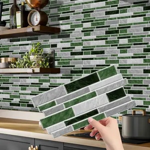 (12/24/48 pieces) Mosaic marble imitation crystal design, waterproof and oil-proof mosaic tiles, self-adhesive (peel and stick), easy to install, 12 cm X 24.6 cm