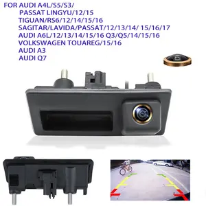 Trunk Handle Camera Car Rear View Camera.Wide View Camera, Color CCD Sensor, for Audi A4, A5, S5, Q3, Q5, and VW Models Like Passat, Tiguan, Golf, Touran, Jetta, Sharan, And Touareg for Safe Parking and Reverse Driving
