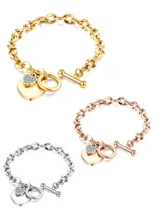 Women's Heart-Shaped Bracelet, Stainless Steel Jewelry Gift, Asymmetric Design, Casual Style, All-Season Accessory, Elegant Jewelry Bracelet, Stainless Steel Bracelets