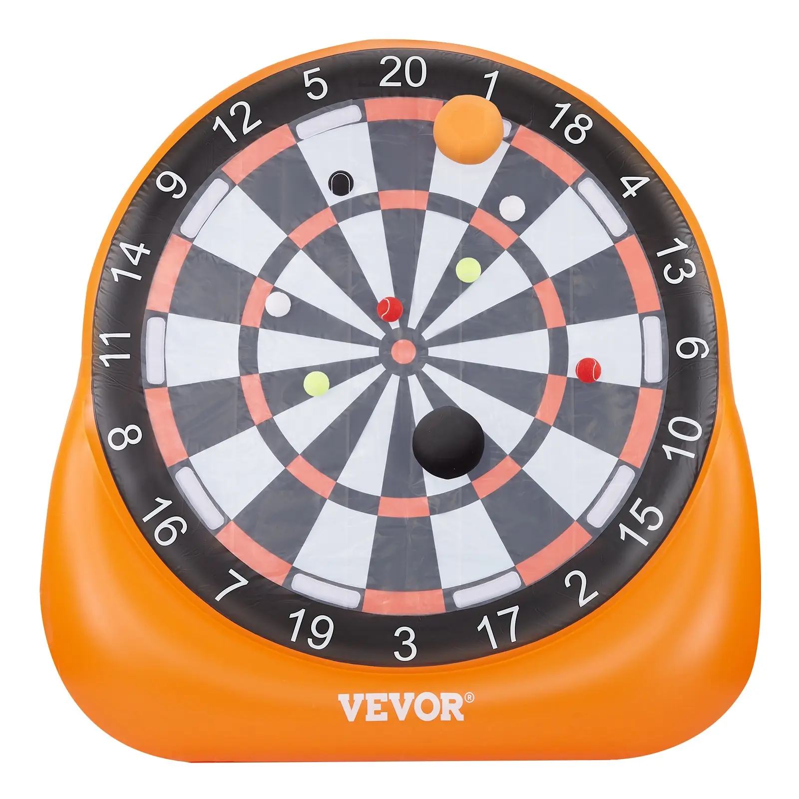VEVOR Inflatable Soccer Dartboard, 6+ ft High Giant Kick Dartboard Kit with 4 Kick Balls, 12 Tennis Balls, Air Pump, Quick 3-Min Inflation, Hook-and-Loop Design, 17.2 lbs, for Backyard Christmas Family Gathering, All Ages