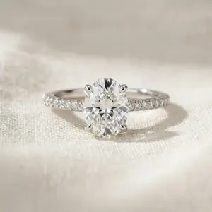 2 1/2Ct Oval Lab Grown Diamond Engagement Ring in 14k White or Yellow Gold
