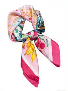 Women's Floral Print Square Scarf, Boho Style Scarf, Fashionable Soft Lightweight Bandana for Women, Casual Versatile Scarf for Daily Wear, Fashion Accessories for Women & Girls