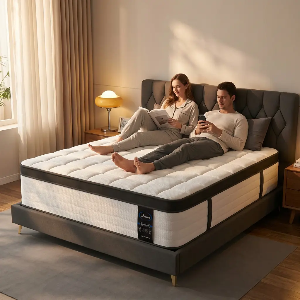 FANSACE 12inch King/California King Hybrid Mattress, Euro Top Comfort, Gel Memory Foam, Individually Wrapped Pocket Coils, Breathable Knit Cover, Medium Firm Feel, Strong Edge Support, Pressure Relief Comfort, Fiberglass-Free, All-Season Comfort, in a Box