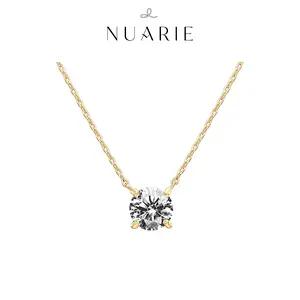 2Ct Simulated Diamond Necklace for Women Classic 4 Prong Solitaire Pendant 18K Gold Plated Dainty Layering Chain Gift for Her artificial zircon jewelry necklace metal