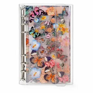 A6 Refillable Shaker Notebook Binder - Vintage Butterfly Design Office Stationery Supply