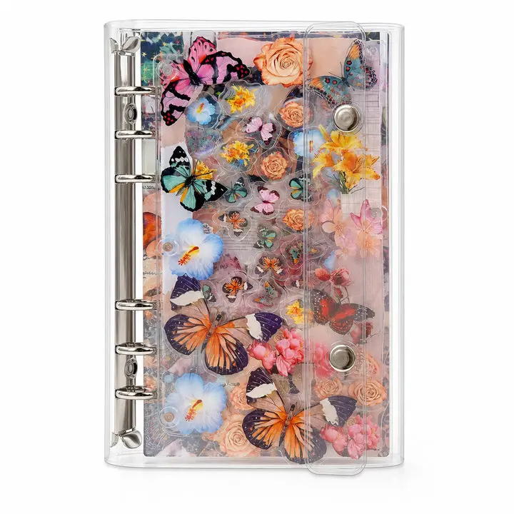 A6 Refillable Shaker Notebook Binder - Vintage Butterfly Design Office Stationery Supply