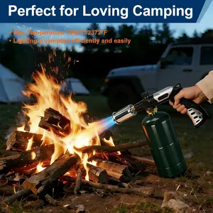 Propane Torch Gun, (No Gas Included)-Output Flame Thrower, Adjustable Flame, Self-Igniting, for BBQ, Charcoal Starter, Camping, Weeding, Wood Burning, Compatible with Propane Tanks