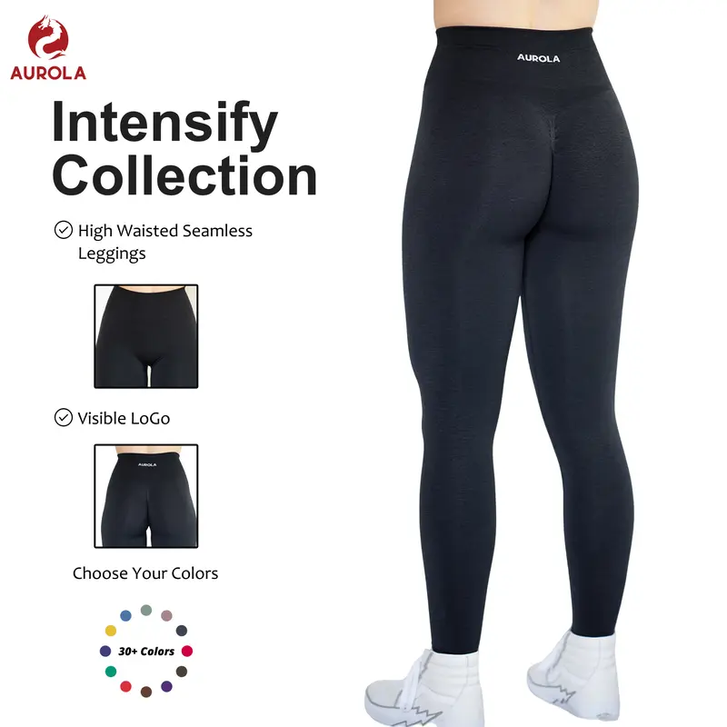 AUROLA Workout Leggings for Women Seamless Scrunch Tights Tummy Control Gym Fitness Girl Sport Active Yoga Pants 25''