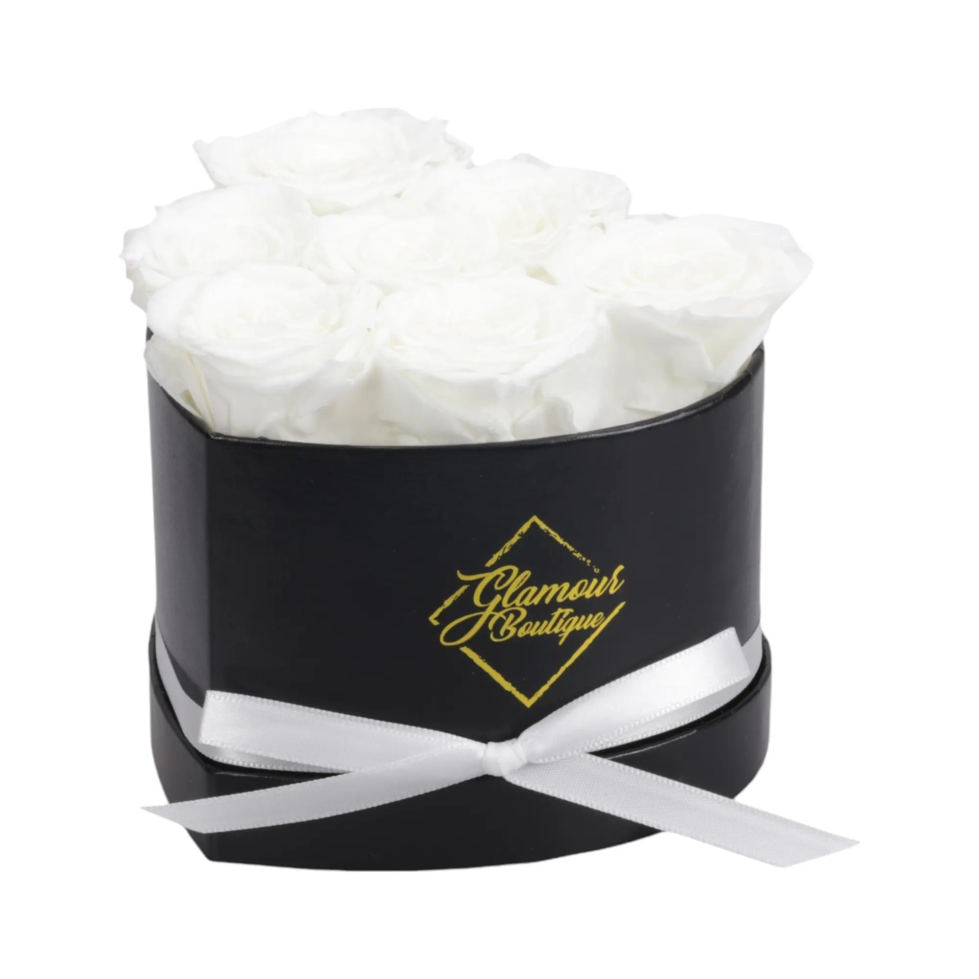 GLAMOUR BOUTIQUE Immortal Love Black Heart Decorative Flower Box, 16 Roses (Including 7 White Roses), Ideal for Birthday, Mother's Day, Valentine's Day Home & Garden Decoration