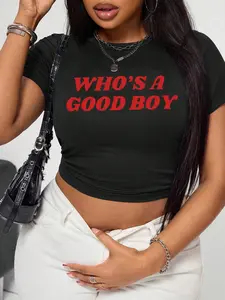 Who's A Good Boy Cropped Top | Funny Cropped Top | Y2K Style Cropped Top | Baby T-Shirt | Cute Plus Size Cropped Top
