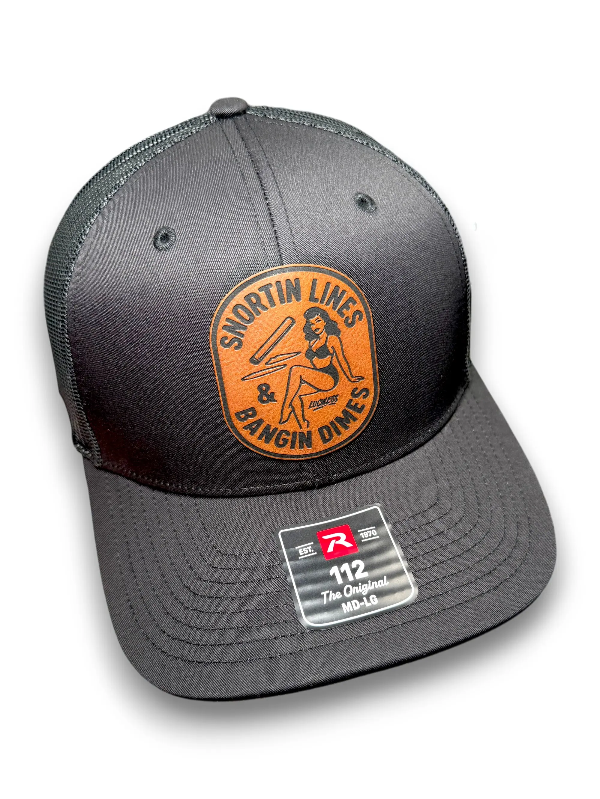 Lines and Dimes Rawhide Leather Patch Hat | Premium Black Funny Snapback Hat