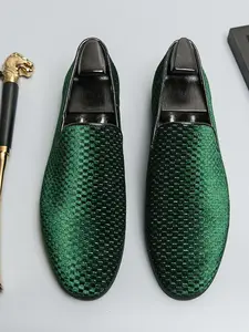 Men's Fashionable Jacquard Slip-on Flat Loafers, Casual Comfortable Loafers for Daily Wear, Lightweight Breathable Shoes for All Seasons