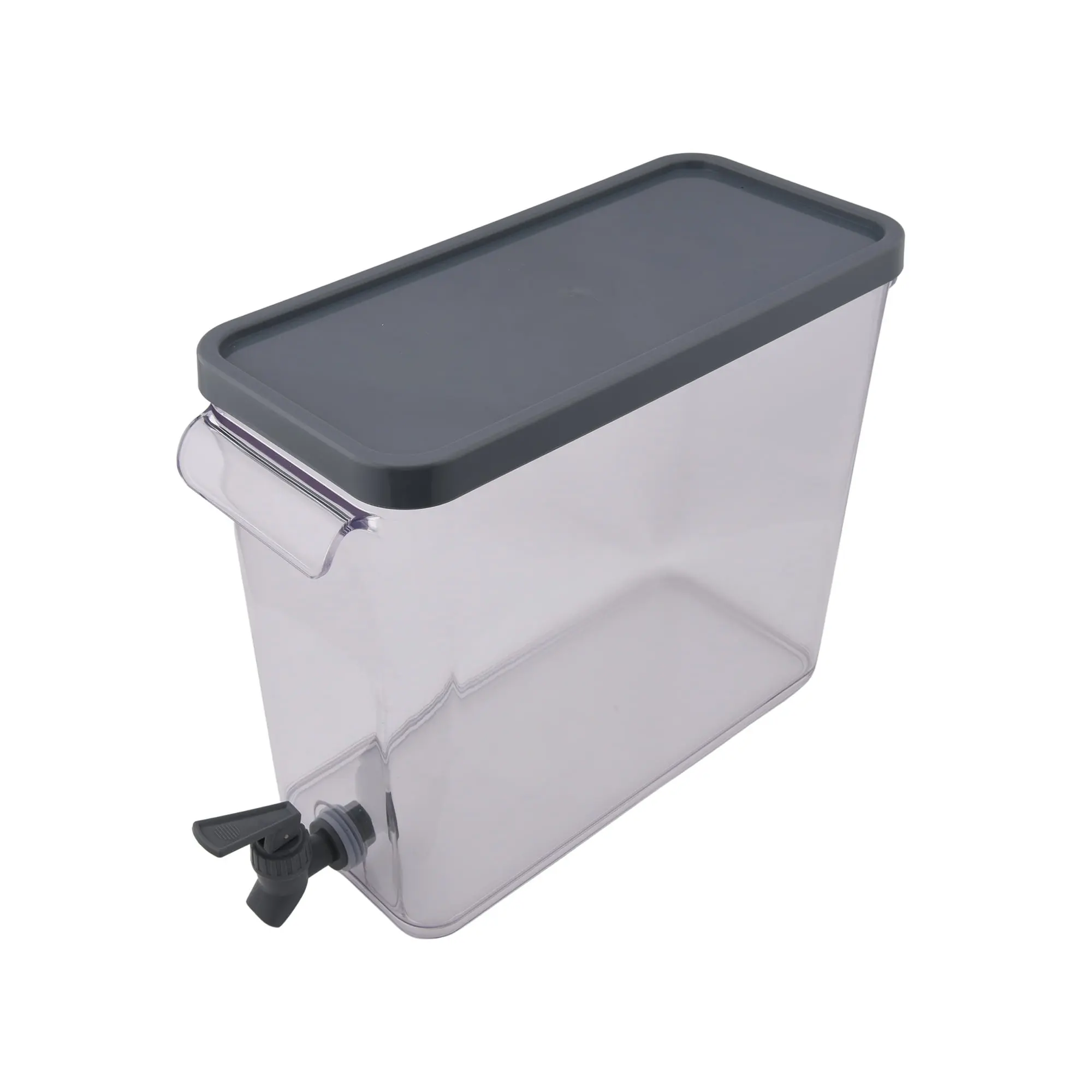 2 Gal (7.57L) Transparent Glossy Grey Acrylic Body Fridge Drink Dispenser with Spigot & Lid - Slim, Sturdy, Shatterproof, BPA-Safe Party-Ready Serving Jug for Indoor, Outdoor Use