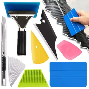 Car Window Tint Application Tools Kit, 8 in 1 Set Vehicle Glass Protective Film Installing Tool, Squeegee Automotive Film Scrapers,Complete Car Wrap Kit for Car Wrap, Stained Glass Window Film, Wallpaper, Water Blades Tool