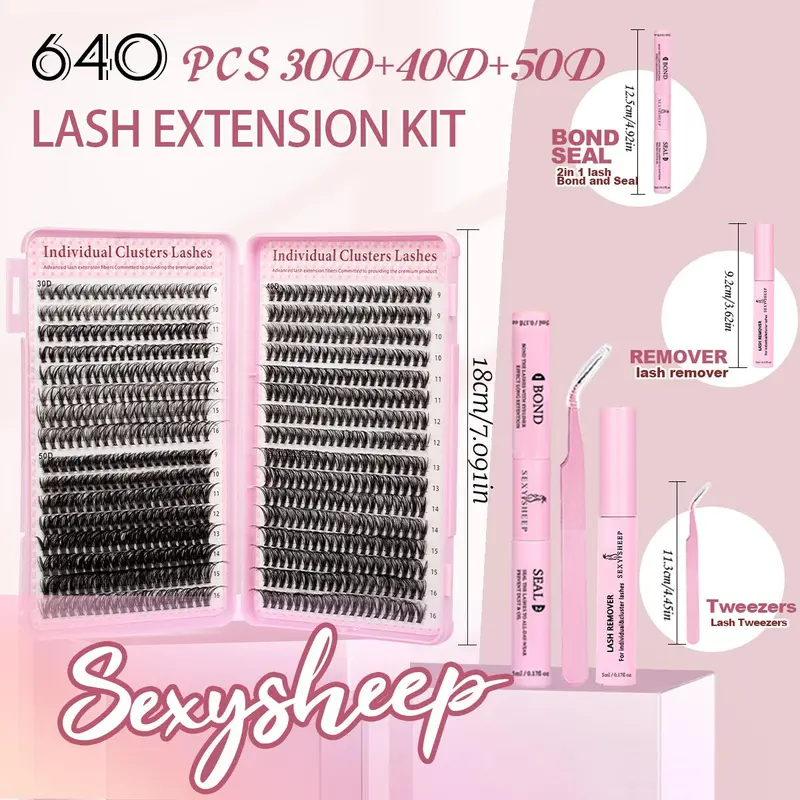 Natural Look Eyelash Extensions Set with False Lashes, Tweezers, Glue, Remover and Fixer, Professional Accessories for Women's Summer Makeup 1