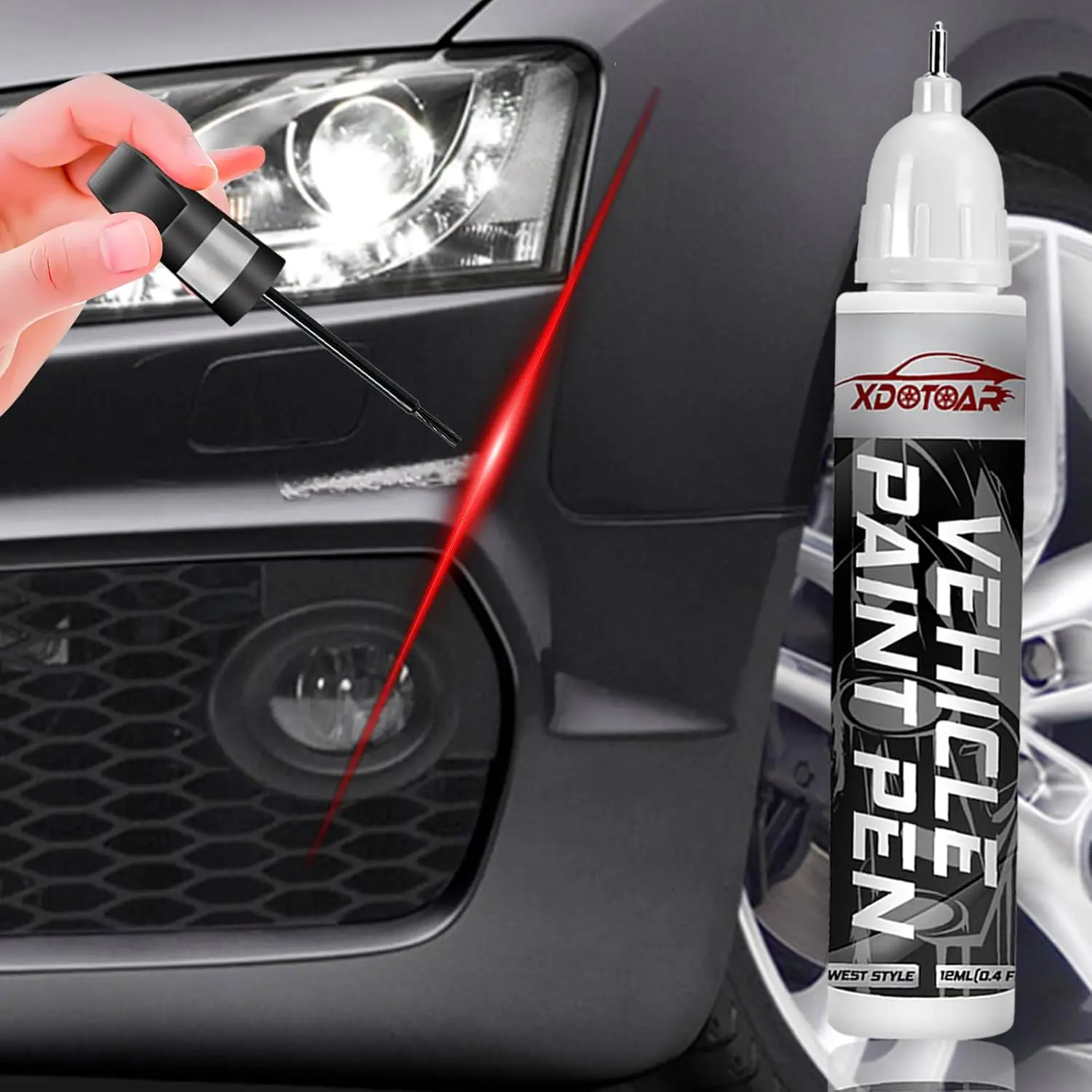 White Car Paint Touch Up Pen, Automotive Scratch Repair Paint, Quick Dry Scratch Remover for Cars, Color Matching, Easy to Apply, Long Lasting