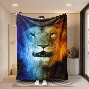 Vintage Lion Print Blanket, Ultra Soft Comfortable Home Experience, Travel Leisure Air Conditioning Room Use, Fashion Warm All Seasons Cover
