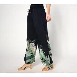 Jantzen Petite Woven Pull-On Wide Leg Cover-Up Pants