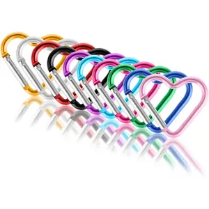 10pcs Cute Heart Shaped Carabiner Star Carabiner Heart Shaped Backpack Clips Key Ring Clip Heart Keychain Clip for Dog Leash Water Bottle Holder Snap Clips Keys