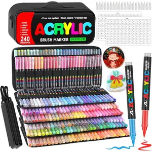 Guangna Acrylic Paint Markers,  240Colors with Direct-Liquid Ink Control System,Christmas and Halloween gifts， Professional-Grade Paint Pen for Rock Painting, Canvas, Glass, Plastic, Fabric & Creative Crafts