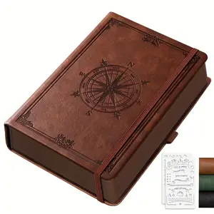 Men's Thickened Notebook - 320 pages A5 numbered notebook, for writing, 100Gsm pure white paper, vintage leather hardcover, suitable for women's work, office, and school, 5.75'' X 8.38''