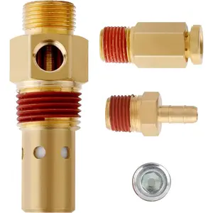 Air Compressor Replacement Components Brass 1/2 Inch Compressor in Tank Check Valve Kit with Three Different Unloader Tube tings 20 SCFM 4 Pieces