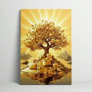 1 Piece Of Golden Yellow Tree Background Wooden Frame Canvas Thickness High Quality Wall Art Printing Poster Directly Hanging Wall Decoration, Suitable For Home, Living Room, Bathroom, Bedroom, Kitchen