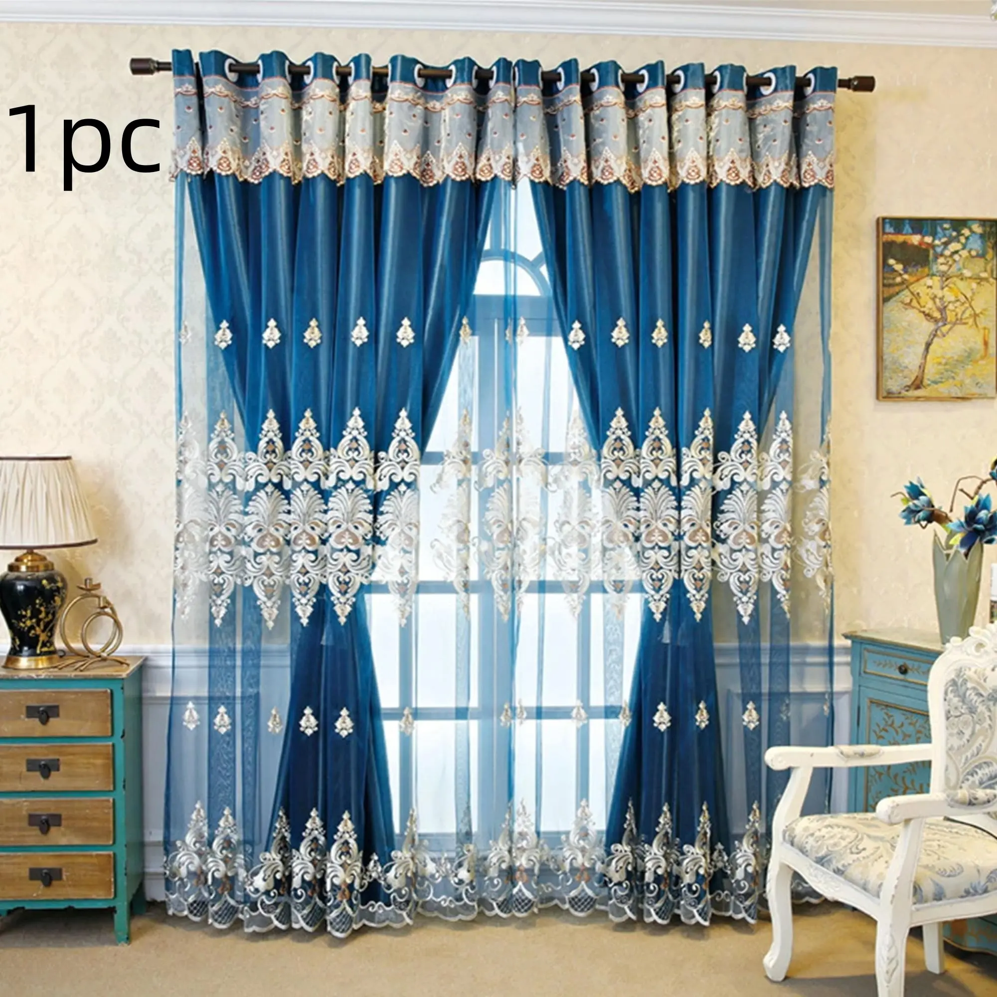 Double Layer Polyester Curtain, 1 Count Modern Simple Window Curtain, Window Drapes for Home Living Room Bedroom, Home Decor, Home Decoration Curtain, Home Decorative Curtain