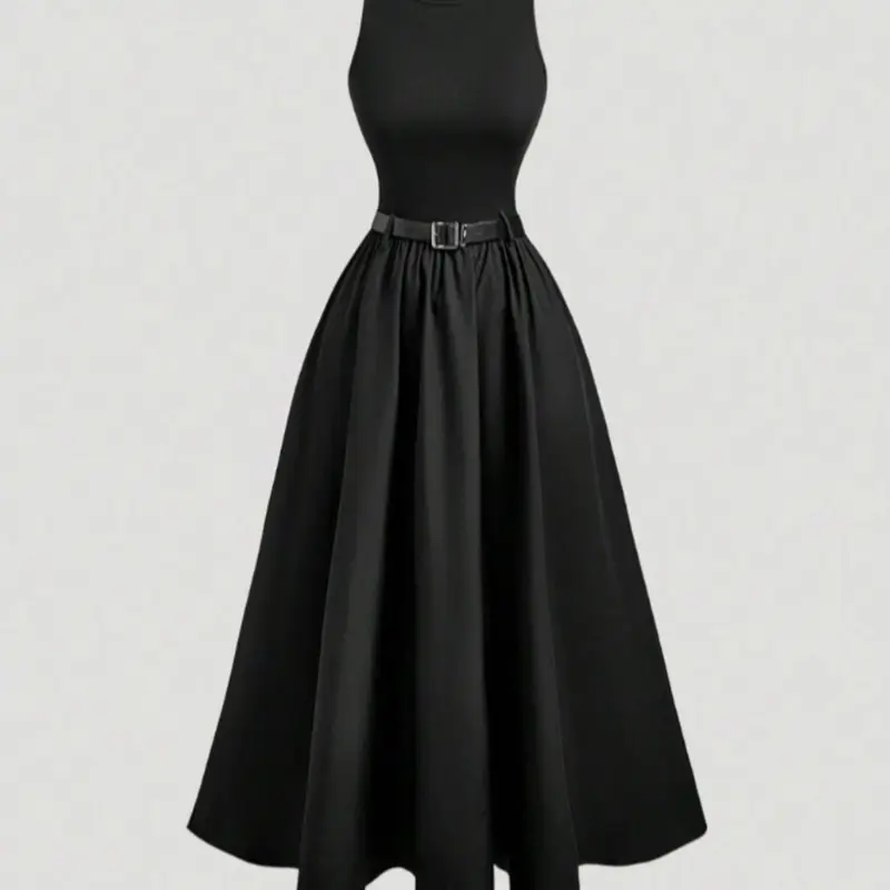 Women's Sleeveless Fitted Woven Dress with Belt, Simple Basic Fashion Casual Everyday Wear Versatile Elegant One-Piece, Perfect for Daily Wear & Summer Style, Womenswear, Bodycon Dresses