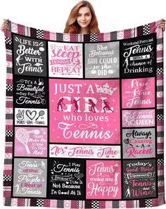 Tennis Blanket for Girls Soft Comfortable Flannel Tennis Gifts for Women, Funny Tennis Stuff Tennis Throw Blanket Tennis Themed Gifts for Tennis Players Lover Tennis Coach