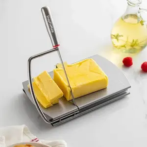SnapFixMate Cheese Slicer, Multipurpose Cheese Cutter Stainless Steel Cheese Slicers for Block Cheese, Butter, Sausages, Fruits Kitchen Gadget Cheese Cutting Board