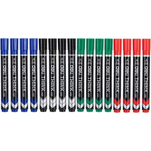 16 Pack Permanent Markers, 4 Colors Chisel Tip Markers Waterproof and Fade Resistant Quick Drying Marker Pens For Wood Plastic Paper Metal And More Drawing Coloring And Poster Marker