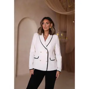 Contrast Binding Boucle Blazer