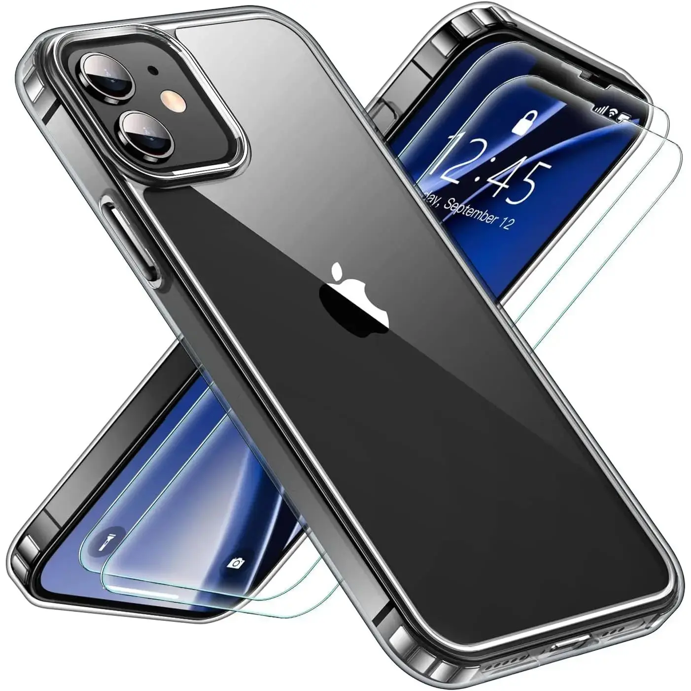 Entronix Case Heavy Duty Clear Case for iPhone 11 with 2 Tempered Glass Screen Protector, Shockproof Dropproof, and Crystal Protection
