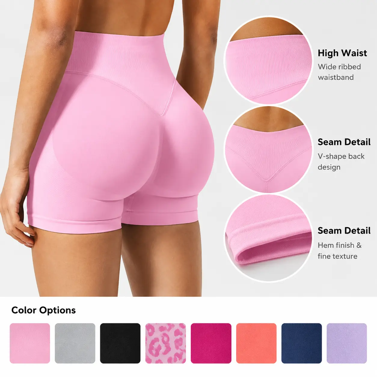 Women's Biker Shorts, Seamless Ribbed High-Waisted Elastic Fit with Wide Waistband for Gym, Yoga, and Running, Elastic Fit Women's Sports Shorts, Performance Stretch Women's Sports Shorts