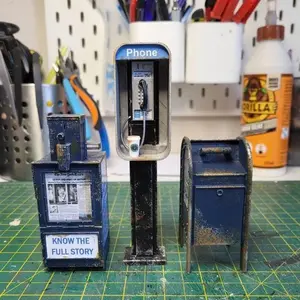 Miniature American Public Telephone, Vintage Mailbox, Home Decor, Metal Mini Public-Telephone, Newspaper Stand Resin Ornament