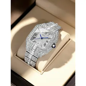 Stunning new fully encrusted watch, versatile for commuting, full of elegant and high-end vibe.