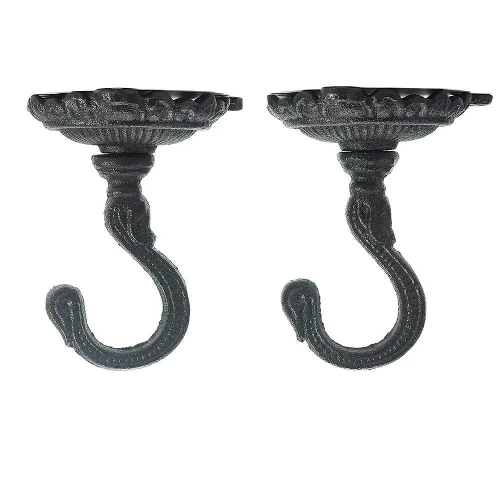 Sungmor Heavy-Duty Cast Iron Ceiling Mount Swag Hooks, 3.5x3.9in Large Antique Decorative Hardware Hooks for Hanging Plants, Hanging Planter Pot