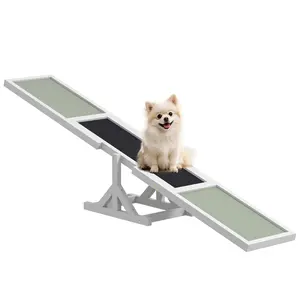PawHut Wooden Dog Agility Seesaw for Training and Exercise, Platform Equipment Run Game Toy, Weather Resistant Pet Supplies, 71" L x 12" W x 12" H, White Rechargeable with Flexible Shaft Bat Dragon Plush Chirping Flapping Bird