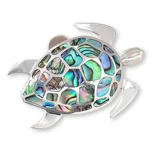 Mine Finds by Jay King Abalone Turtle Sterling Silver Pin/Pendant