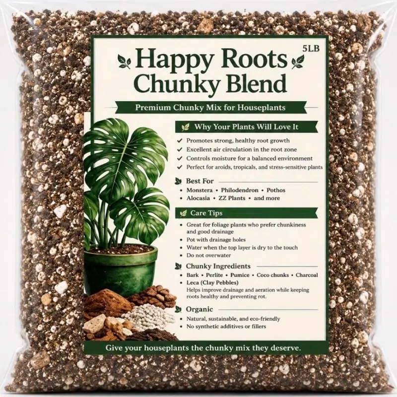 Happy Roots Chunky Blend Potting Mix Premium Homemade Soil for Houseplants Fast-Draining Tropical Plant