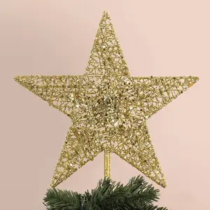 Christmas Tree Topper, hogardeck Gold 5-Pointed Star Tree Topper for Christmas Decor, Tree Toppers for Christmas Tree Decorations for Indoor Home