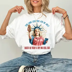 Funny 4th July Shirt, Hot Dog Lover Shirts, You Look Like The 4th Of July Makes Me Want A Hot Dog Real Bad Shirt, Independence Day Tee