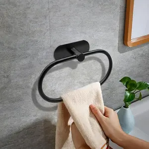 Stainless Steel Towel Rack, 1 Count Self-adhesive Bathroom Towel Rack, Towel Ring, Dishcloth Holder, Towel Hook, No Punch Stainless Steel Hanger